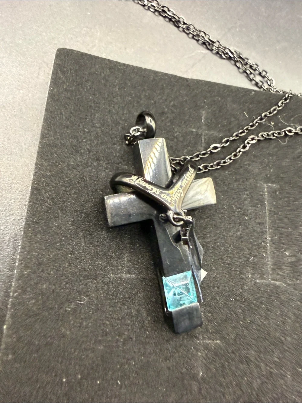 New Birthstone Double Cross Urn Pendant Cremation Jewelry for Ashes Urn Necklace